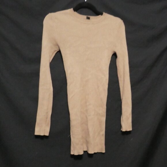 FOREVER 21 | medium | Light Brown Ribbed Long Sleeve Sweater Dress - Picture 1 of 16